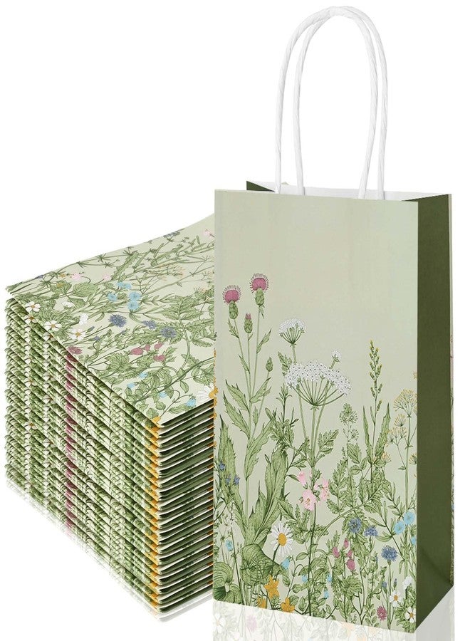 Bolsome 24Pcs Vintage Wildflower Paper Gift Bags Retro Floral Party Favor Bags with Handles Herb Goodie Candy Treat Bags for Wedding Birthday Baby Shower Party Supplies - Image 2